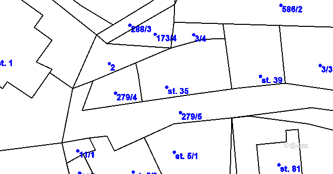 Parcela st. 35 v KÚ Vlčnov u Chrudimi, Katastrální mapa