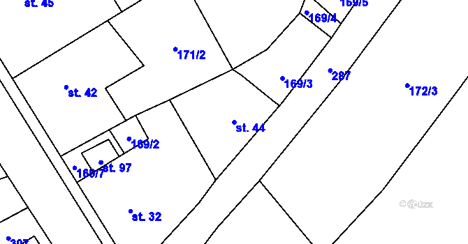 Parcela st. 44 v KÚ Vlčnov u Chrudimi, Katastrální mapa