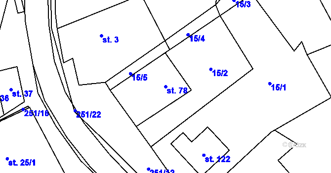 Parcela st. 78 v KÚ Vlčnov u Chrudimi, Katastrální mapa
