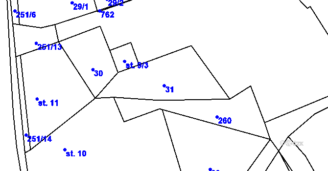 Parcela st. 31 v KÚ Vlčnov u Chrudimi, Katastrální mapa