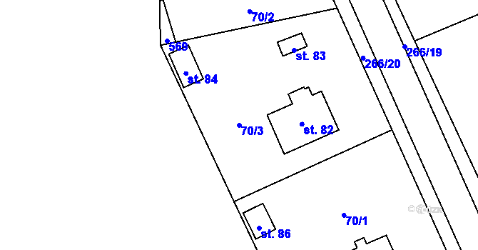 Parcela st. 70/3 v KÚ Vlčnov u Chrudimi, Katastrální mapa