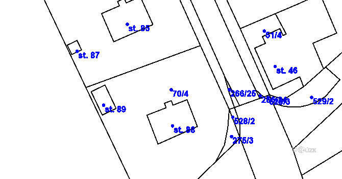 Parcela st. 70/4 v KÚ Vlčnov u Chrudimi, Katastrální mapa