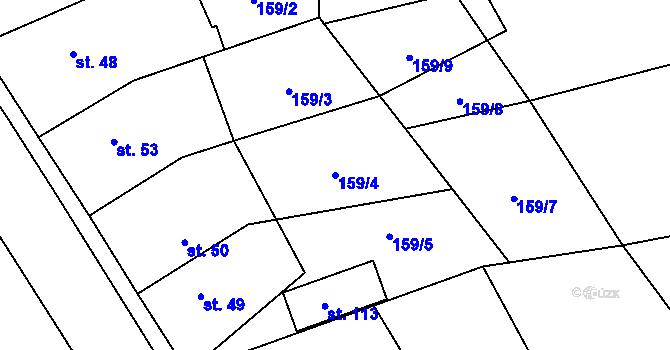 Parcela st. 159/4 v KÚ Vlčnov u Chrudimi, Katastrální mapa