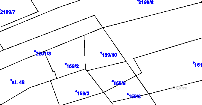 Parcela st. 159/10 v KÚ Vlčnov u Chrudimi, Katastrální mapa