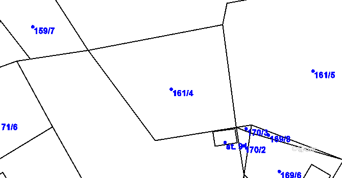 Parcela st. 161/4 v KÚ Vlčnov u Chrudimi, Katastrální mapa