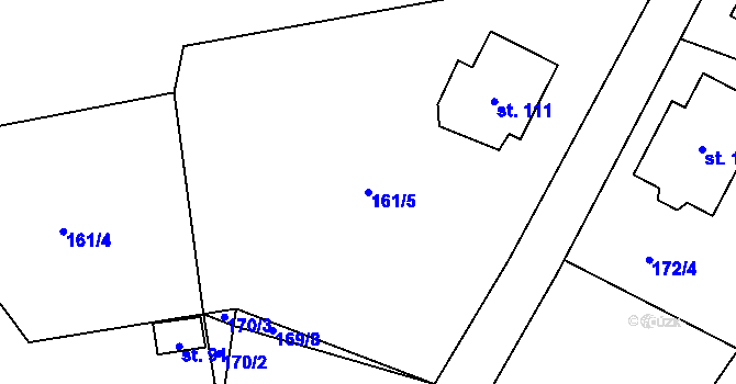 Parcela st. 161/5 v KÚ Vlčnov u Chrudimi, Katastrální mapa