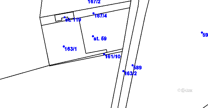 Parcela st. 161/10 v KÚ Vlčnov u Chrudimi, Katastrální mapa