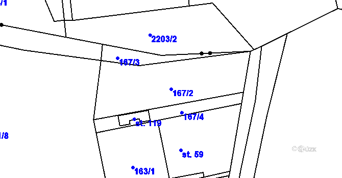 Parcela st. 167/2 v KÚ Vlčnov u Chrudimi, Katastrální mapa