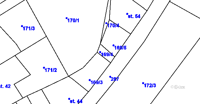 Parcela st. 169/4 v KÚ Vlčnov u Chrudimi, Katastrální mapa