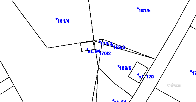 Parcela st. 170/2 v KÚ Vlčnov u Chrudimi, Katastrální mapa