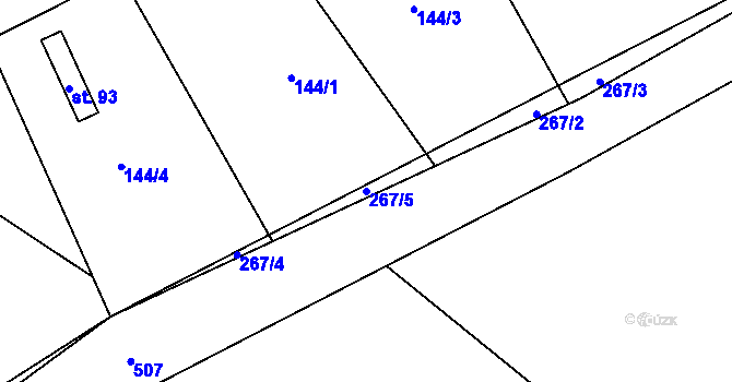 Parcela st. 267/5 v KÚ Vlčnov u Chrudimi, Katastrální mapa