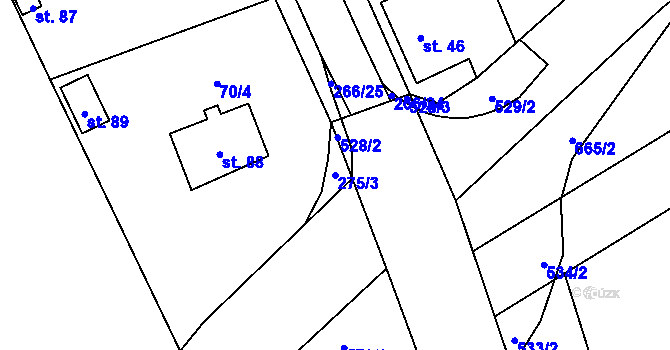 Parcela st. 275/3 v KÚ Vlčnov u Chrudimi, Katastrální mapa