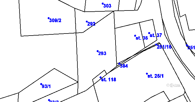Parcela st. 293 v KÚ Vlčnov u Chrudimi, Katastrální mapa