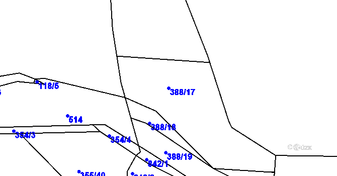 Parcela st. 388/17 v KÚ Vlčnov u Chrudimi, Katastrální mapa
