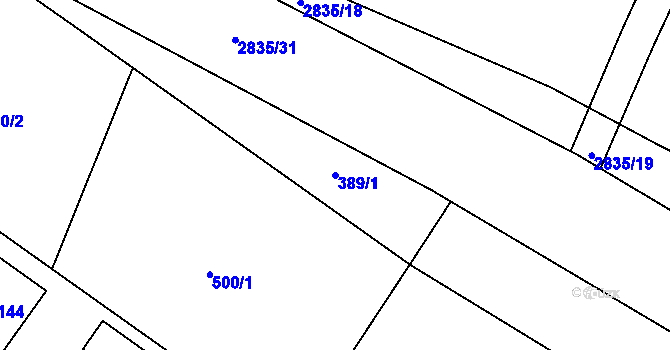 Parcela st. 389/1 v KÚ Vlčnov u Chrudimi, Katastrální mapa