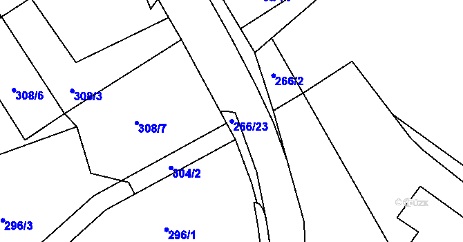 Parcela st. 266/23 v KÚ Vlčnov u Chrudimi, Katastrální mapa