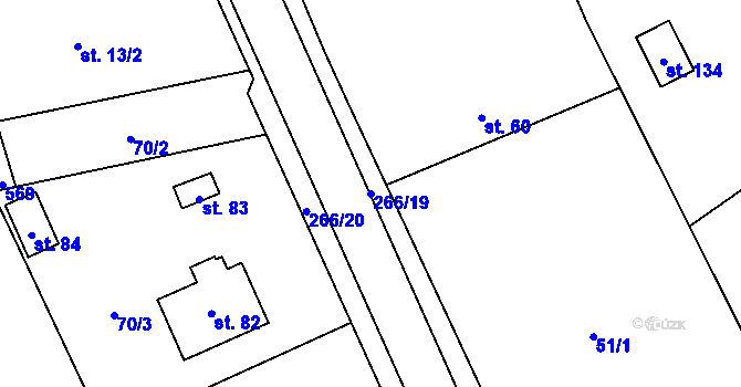 Parcela st. 266/19 v KÚ Vlčnov u Chrudimi, Katastrální mapa