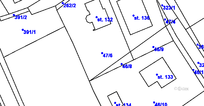 Parcela st. 47/6 v KÚ Vlčnov u Chrudimi, Katastrální mapa