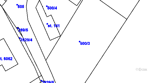 Parcela st. 500/3 v KÚ Vlčnov u Chrudimi, Katastrální mapa