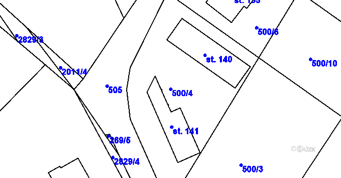 Parcela st. 500/4 v KÚ Vlčnov u Chrudimi, Katastrální mapa