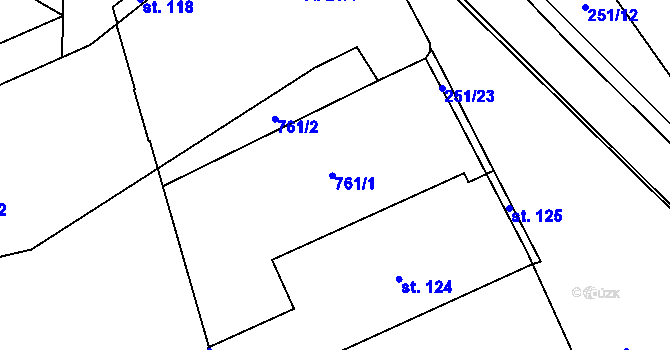 Parcela st. 761 v KÚ Vlčnov u Chrudimi, Katastrální mapa