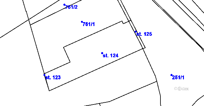 Parcela st. 124 v KÚ Vlčnov u Chrudimi, Katastrální mapa