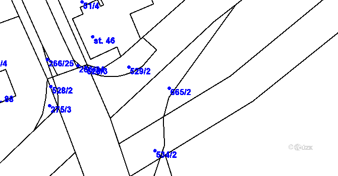 Parcela st. 665/2 v KÚ Vlčnov u Chrudimi, Katastrální mapa