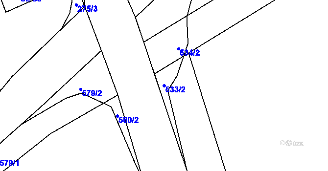 Parcela st. 533/2 v KÚ Vlčnov u Chrudimi, Katastrální mapa