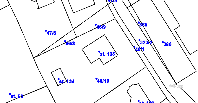 Parcela st. 133 v KÚ Vlčnov u Chrudimi, Katastrální mapa