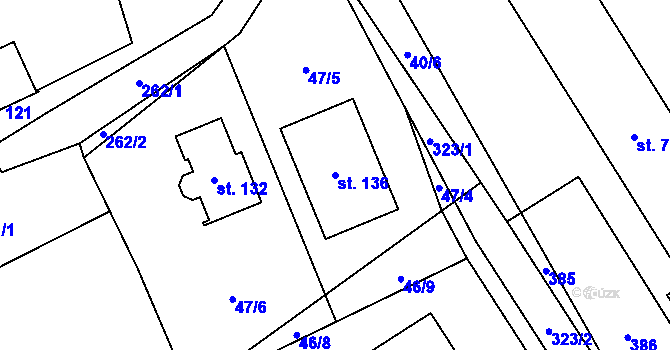 Parcela st. 136 v KÚ Vlčnov u Chrudimi, Katastrální mapa