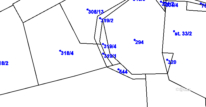 Parcela st. 319/1 v KÚ Vlčnov u Chrudimi, Katastrální mapa