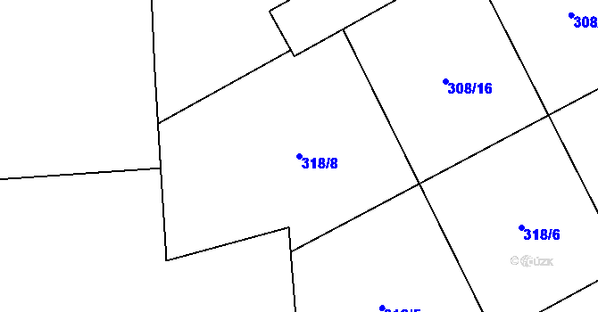Parcela st. 318/8 v KÚ Vlčnov u Chrudimi, Katastrální mapa