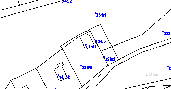 Parcela st. 61 v KÚ Dobrá Voda u Orlického Podhůří, Katastrální mapa