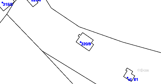 Parcela st. 320/9 v KÚ Dobrá Voda u Orlického Podhůří, Katastrální mapa