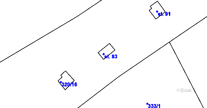 Parcela st. 83 v KÚ Dobrá Voda u Orlického Podhůří, Katastrální mapa
