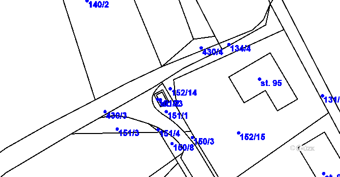 Parcela st. 152/14 v KÚ Dobrá Voda u Orlického Podhůří, Katastrální mapa