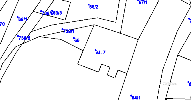 Parcela st. 7 v KÚ Rviště, Katastrální mapa