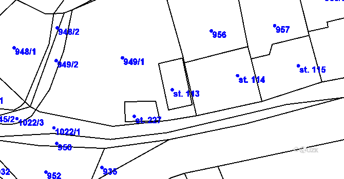 Parcela st. 113 v KÚ Rviště, Katastrální mapa