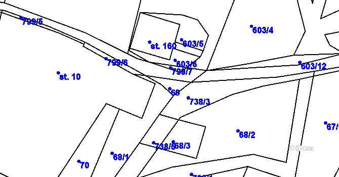 Parcela st. 69 v KÚ Rviště, Katastrální mapa