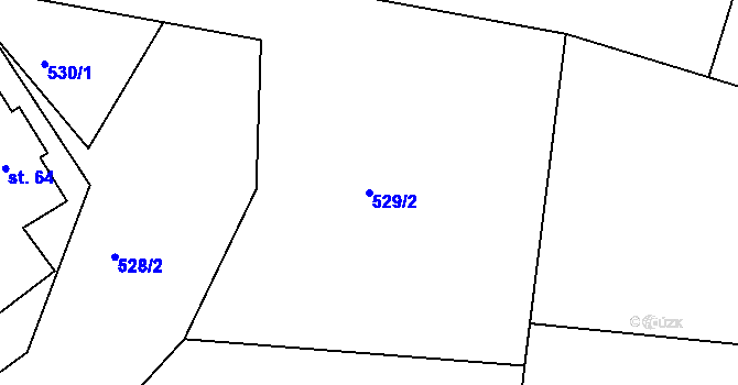 Parcela st. 529/2 v KÚ Rviště, Katastrální mapa