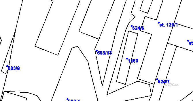 Parcela st. 603/13 v KÚ Rviště, Katastrální mapa
