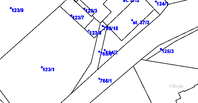 Parcela st. 765/6 v KÚ Rviště, Katastrální mapa