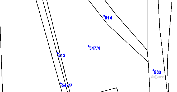 Parcela st. 547/4 v KÚ Rviště, Katastrální mapa
