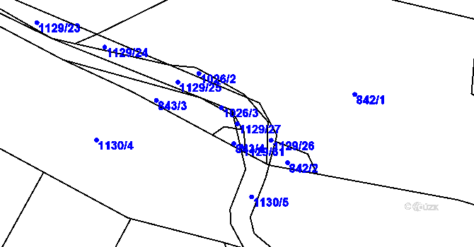 Parcela st. 1129/27 v KÚ Rviště, Katastrální mapa