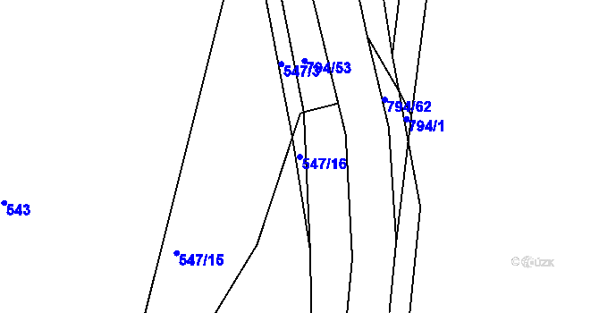 Parcela st. 547/16 v KÚ Rviště, Katastrální mapa