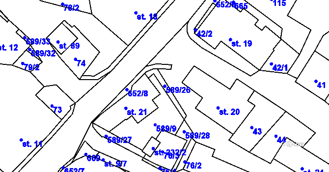 Parcela st. 589/26 v KÚ Říčky u Orlického Podhůří, Katastrální mapa