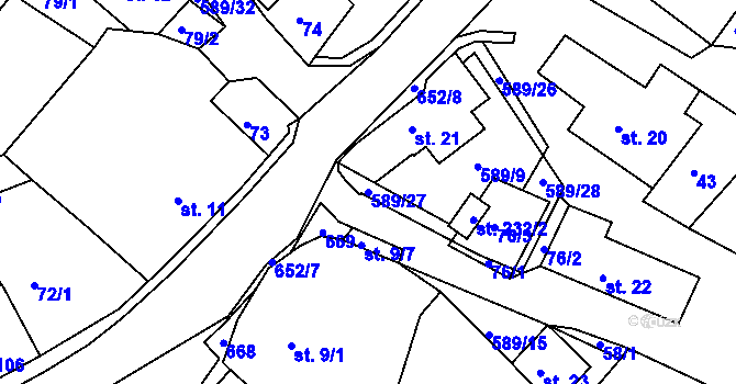 Parcela st. 589/27 v KÚ Říčky u Orlického Podhůří, Katastrální mapa