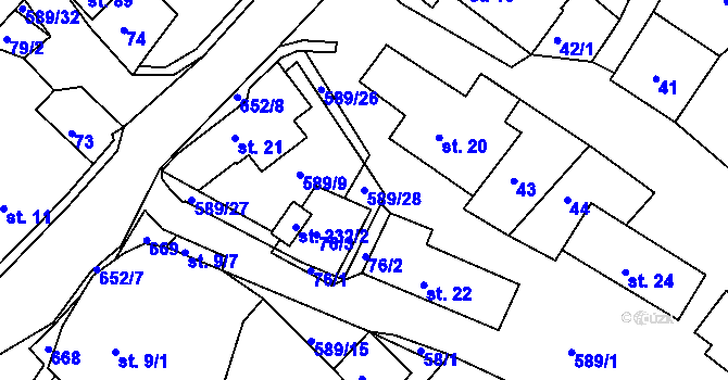 Parcela st. 589/28 v KÚ Říčky u Orlického Podhůří, Katastrální mapa