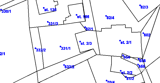 Parcela st. 2/3 v KÚ Říčky u Orlického Podhůří, Katastrální mapa