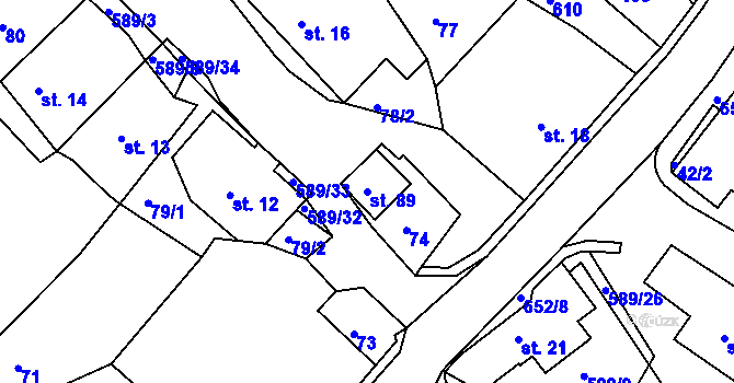 Parcela st. 89 v KÚ Říčky u Orlického Podhůří, Katastrální mapa